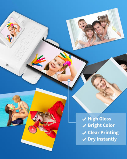 Compatible Canon Selphy CP1300 CP1500 Paper and Ink, KP-108IN 3 Color Ink Cartridges and 108 Sheets 4'' x 6'' Photo Paper for Canon Selphy Cp1000 CP1200 CP900 CP910 CP800 CP760 Photo Printer