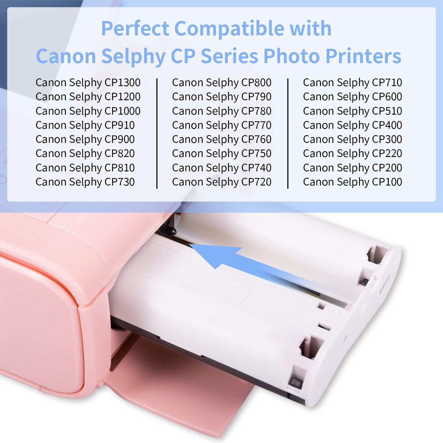 Reemplazo Canon Selphy CP1300 Papel y Tinta, KP-108IN 3115B001 (AA) Compatible con Canon Selphy CP1200 CP1000 CP910 CP810, (108 Papel fotográfic y 3 cartuchos, 100 mm x 148 mm)