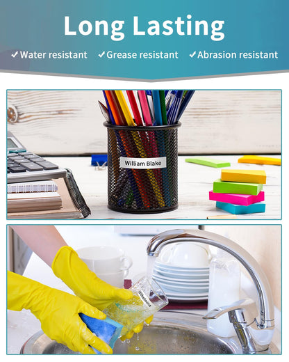 Fimax Cinta de Etiquetas Compatible con Dymo LetraTag Plastico 12mm x 4m, Recambio Dymo 91201 91202 91203 91204 91205 16952 para LT-100H LT-100T LT110T XR, pack de 6